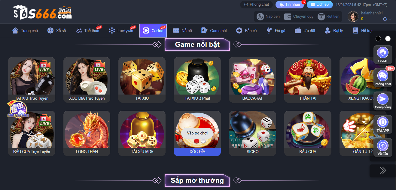 Casino S666 có giao diện vô cùng sống động 