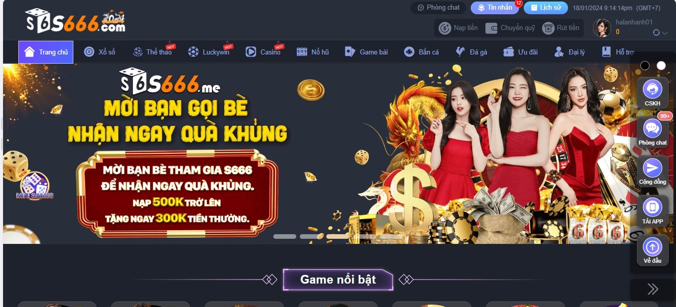 S666 là một trong những thương hiệu giải trí được người chơi đánh giá rất cao